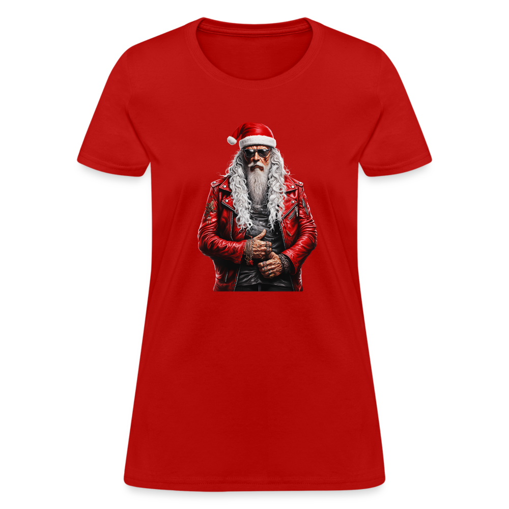 Santa Claus Rock Star in Sunglasses Women's T-Shirt - red