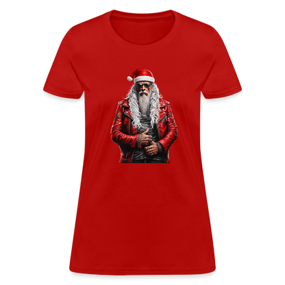 Santa Claus Rock Star in Sunglasses Women's T-Shirt - red