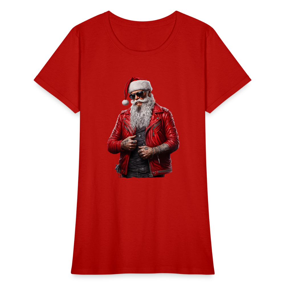 Santa Claus Rock Star Sunglasses Women's T-Shirt - red