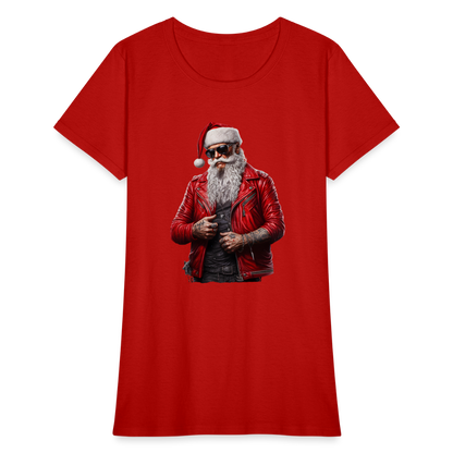Santa Claus Rock Star Sunglasses Women's T-Shirt - red