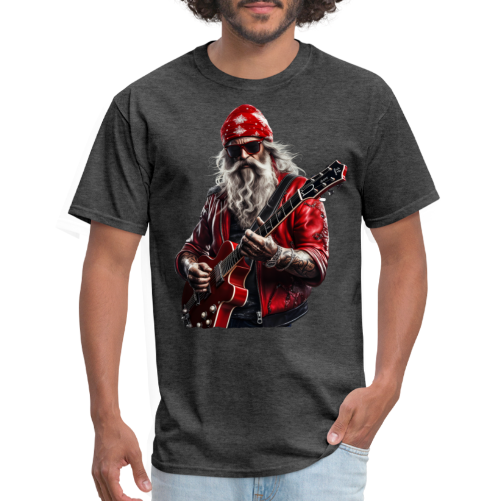 Santa in a Bandana Playing Guitar Unisex Classic T-Shirt - heather black