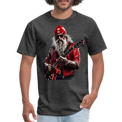 Santa in a Bandana Playing Guitar Unisex Classic T-Shirt - heather black