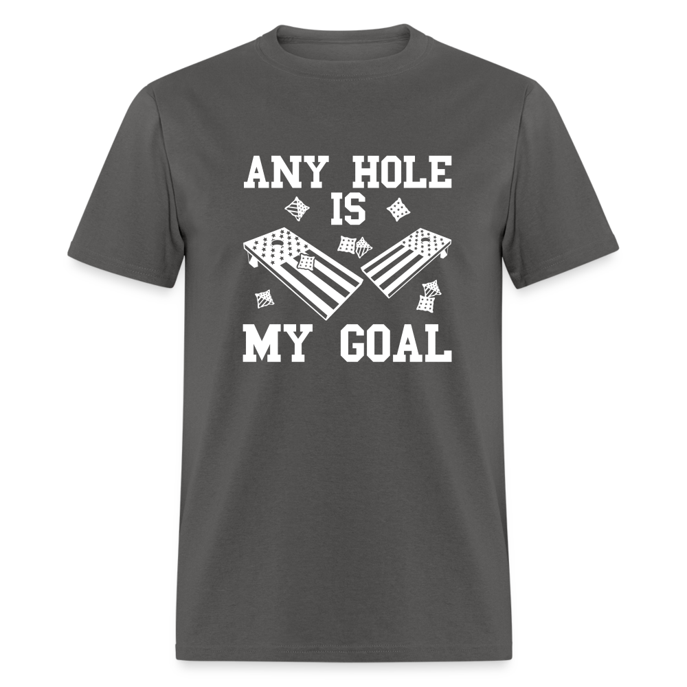 Any Hole is My Goal Cornhole Unisex Classic T-Shirt - charcoal