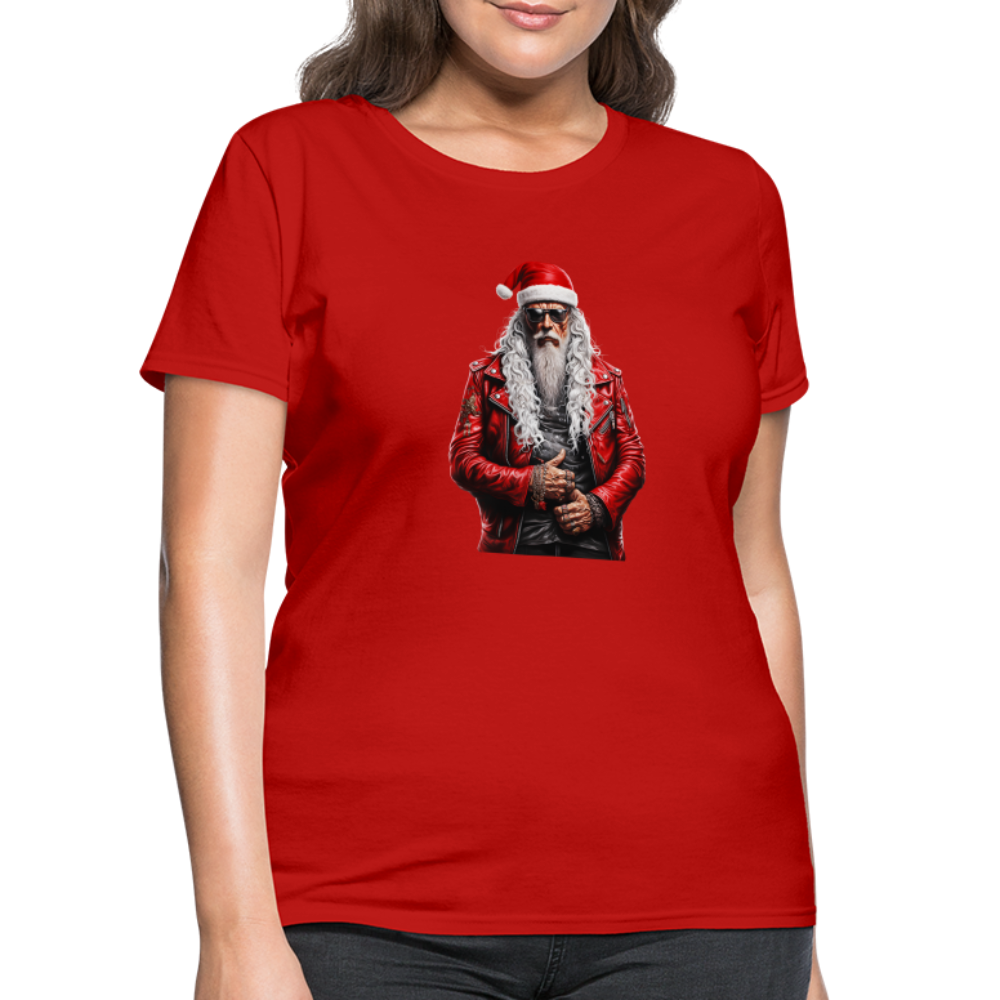 Santa Claus Rock Star in Sunglasses Women's T-Shirt - red