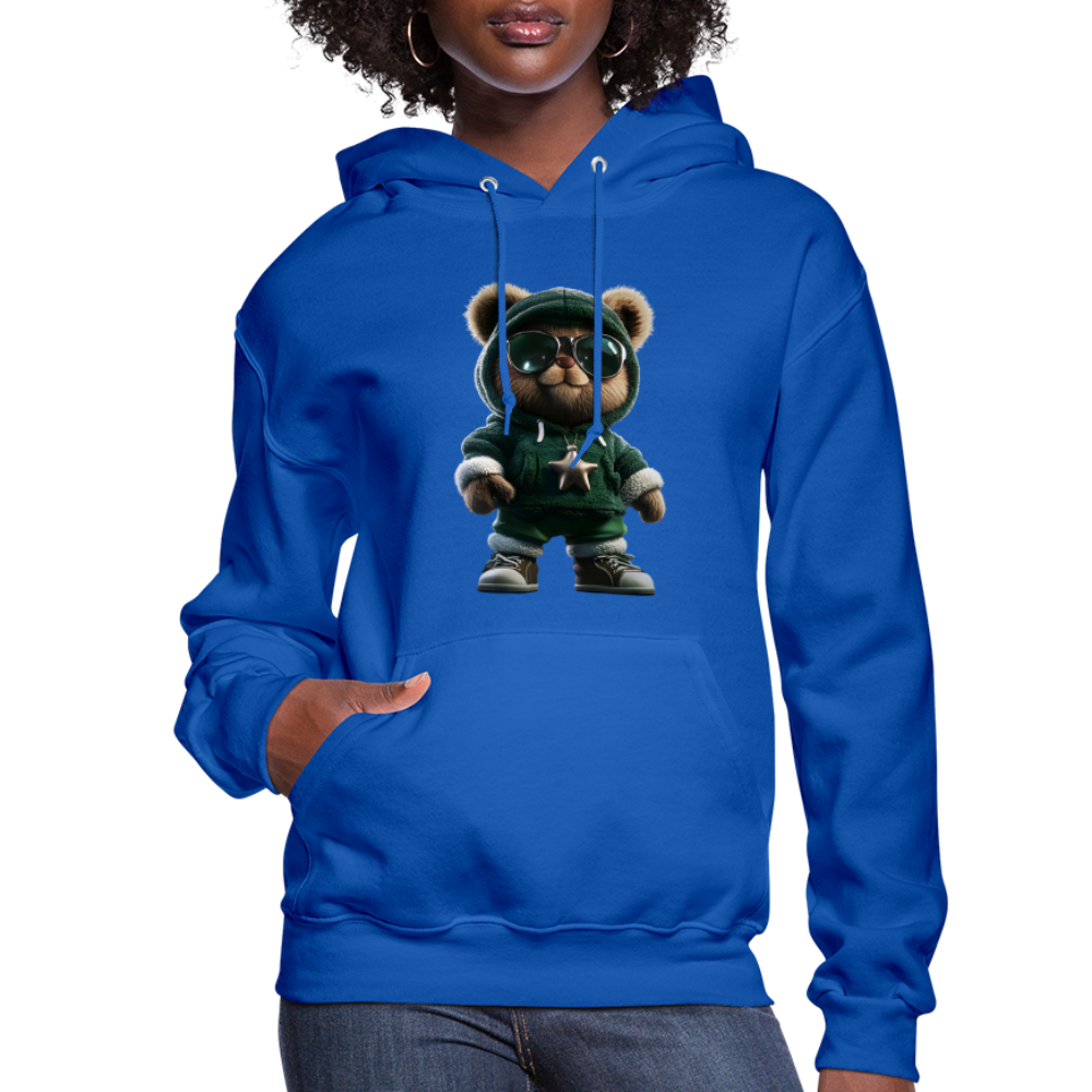 Hooded Gangster Christmas Teddy Bear (Design B) Women's Hoodie - royal blue
