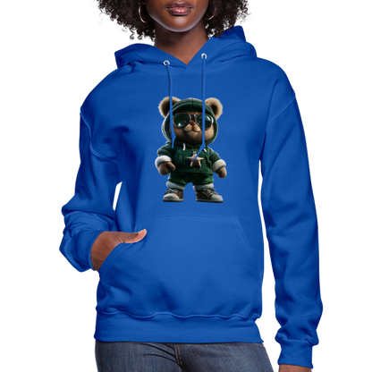 Hooded Gangster Christmas Teddy Bear (Design B) Women's Hoodie - royal blue