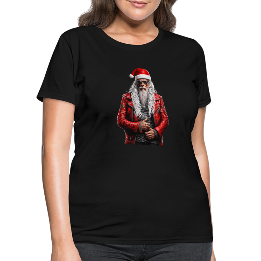 Santa Claus Rock Star in Sunglasses Women's T-Shirt - black