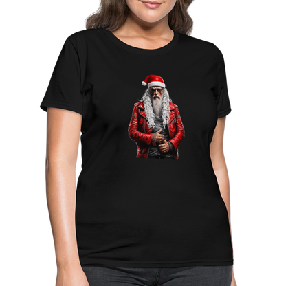 Santa Claus Rock Star in Sunglasses Women's T-Shirt - black