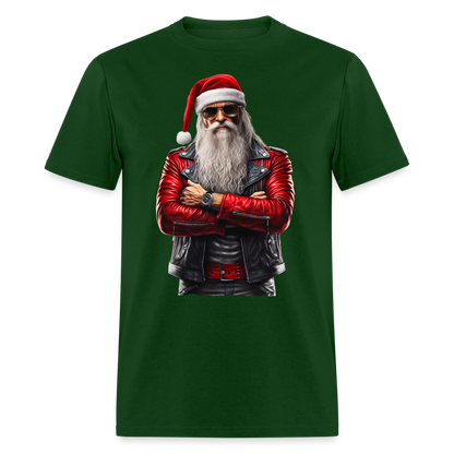 Bad Rock n Roll Santa Claus Unisex Classic T-Shirt - forest green