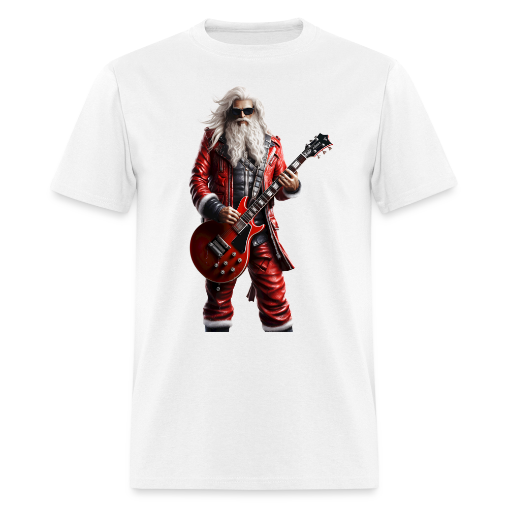 Santa Rock Star Playing Guitar Unisex Classic T-Shirt - white