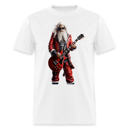 Santa Rock Star Playing Guitar Unisex Classic T-Shirt - white