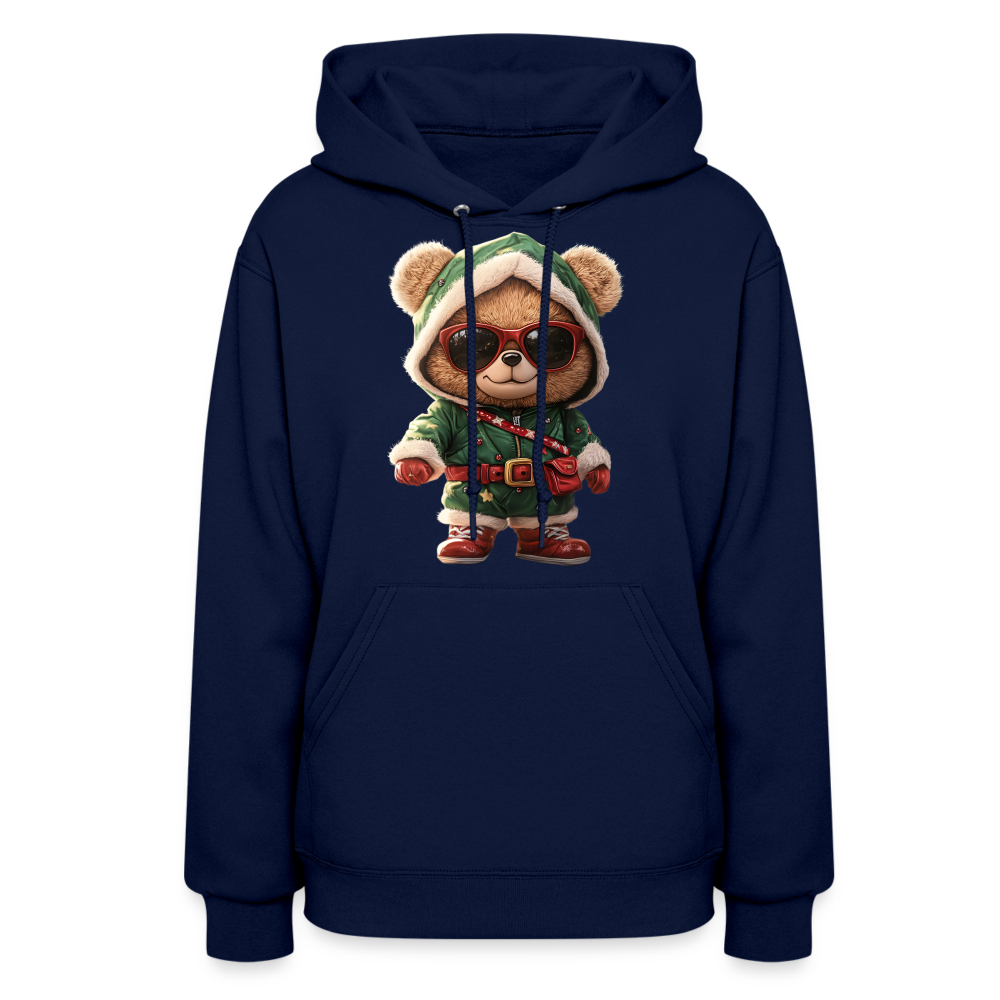 Hooded Gangster Teddy Bear (Design A) Women's Hoodie - navy