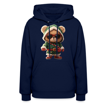 Hooded Gangster Teddy Bear (Design A) Women's Hoodie - navy