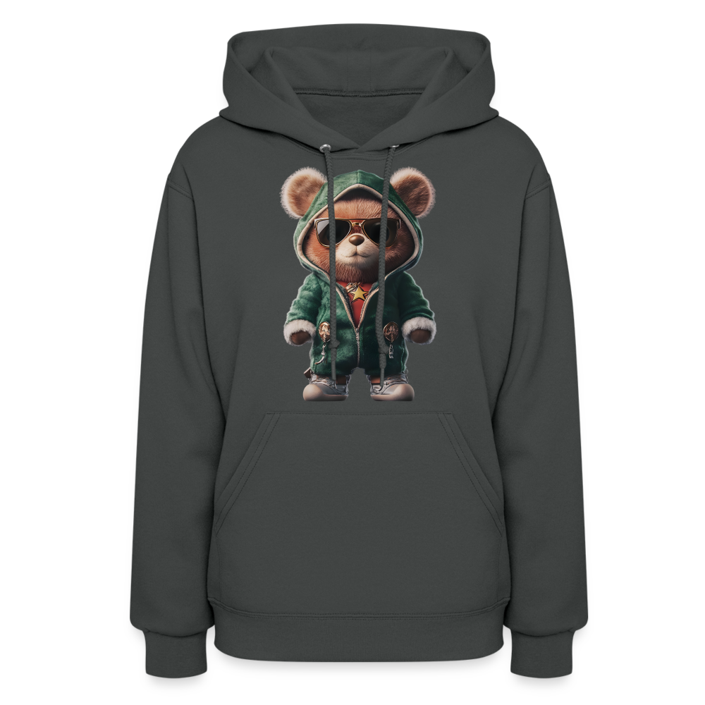 Hooded Gangster Christmas Teddy Bear (Design D) Women's Hoodie - asphalt