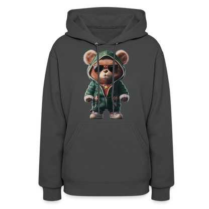 Hooded Gangster Christmas Teddy Bear (Design D) Women's Hoodie - asphalt