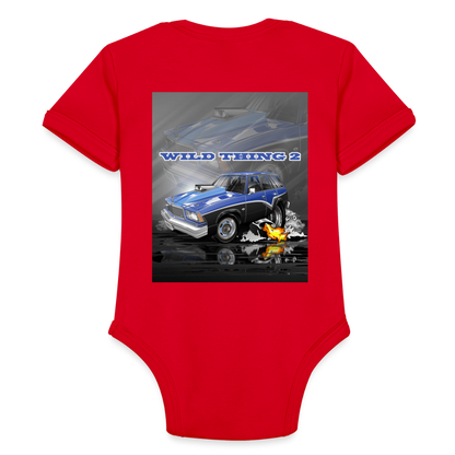 Organic Short Sleeve Baby Bodysuit 1978 Malibu Station Wagon - red