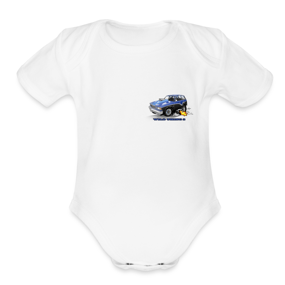 Organic Short Sleeve Baby Bodysuit 1978 Malibu Station Wagon - white