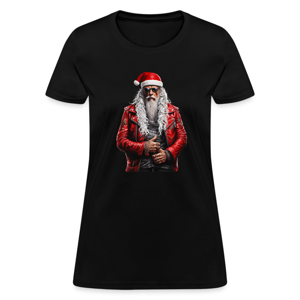 Santa Claus Rock Star in Sunglasses Women's T-Shirt - black