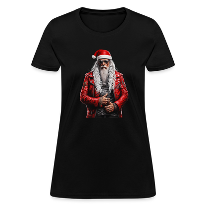 Santa Claus Rock Star in Sunglasses Women's T-Shirt - black