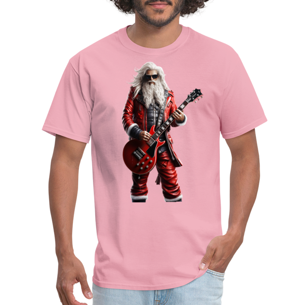 Santa Rock Star Playing Guitar Unisex Classic T-Shirt - pink
