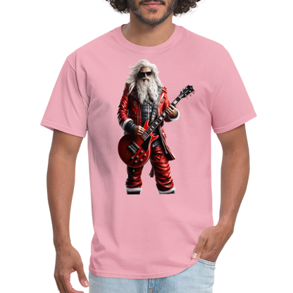 Santa Rock Star Playing Guitar Unisex Classic T-Shirt - pink
