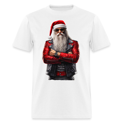 Bad Rock n Roll Santa Claus Unisex Classic T-Shirt - white