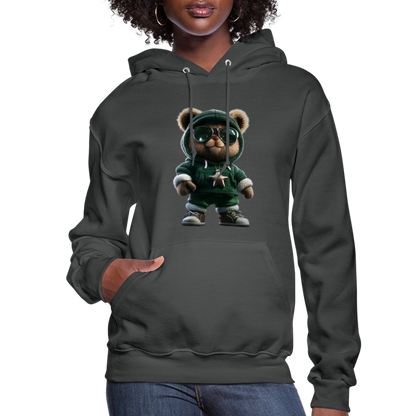 Hooded Gangster Christmas Teddy Bear (Design B) Women's Hoodie - asphalt