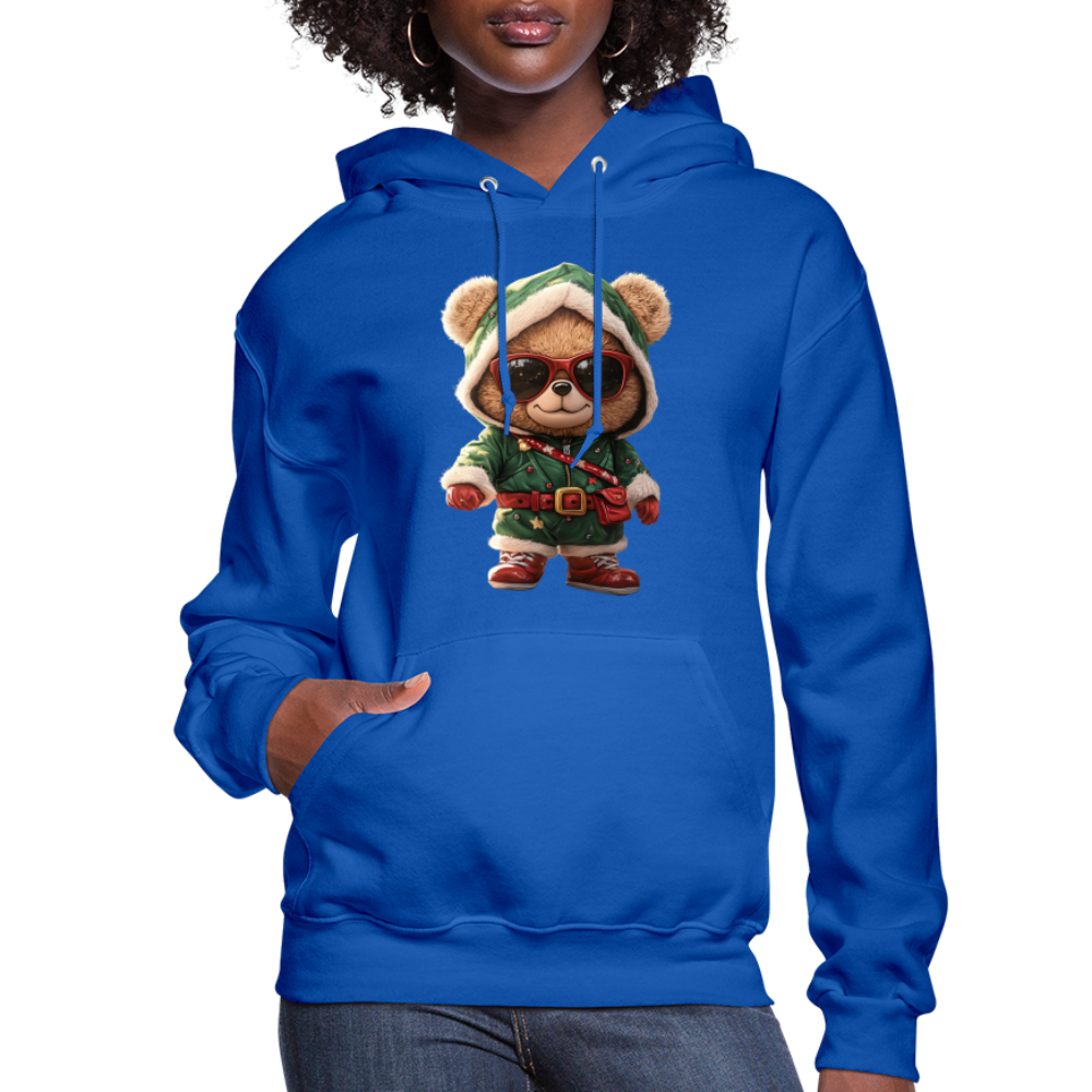 Hooded Gangster Teddy Bear (Design A) Women's Hoodie - royal blue