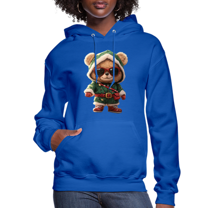 Hooded Gangster Teddy Bear (Design A) Women's Hoodie - royal blue