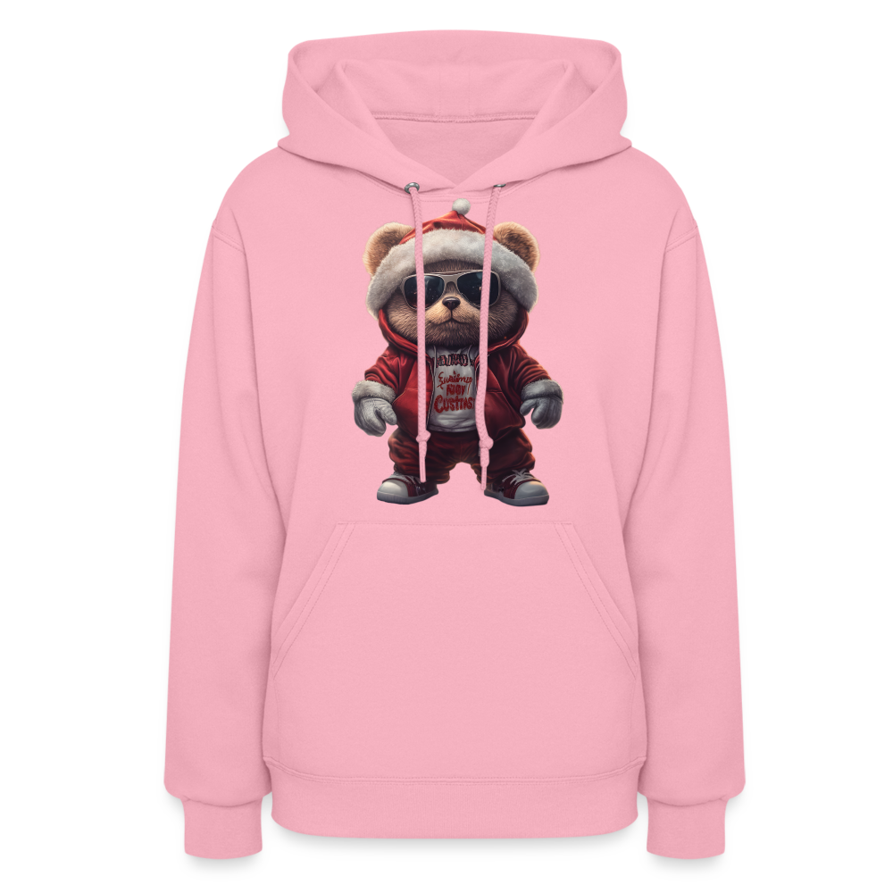 Hooded Gangster Christmas Teddy Bear (Design C) Women's Hoodie - classic pink