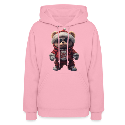 Hooded Gangster Christmas Teddy Bear (Design C) Women's Hoodie - classic pink
