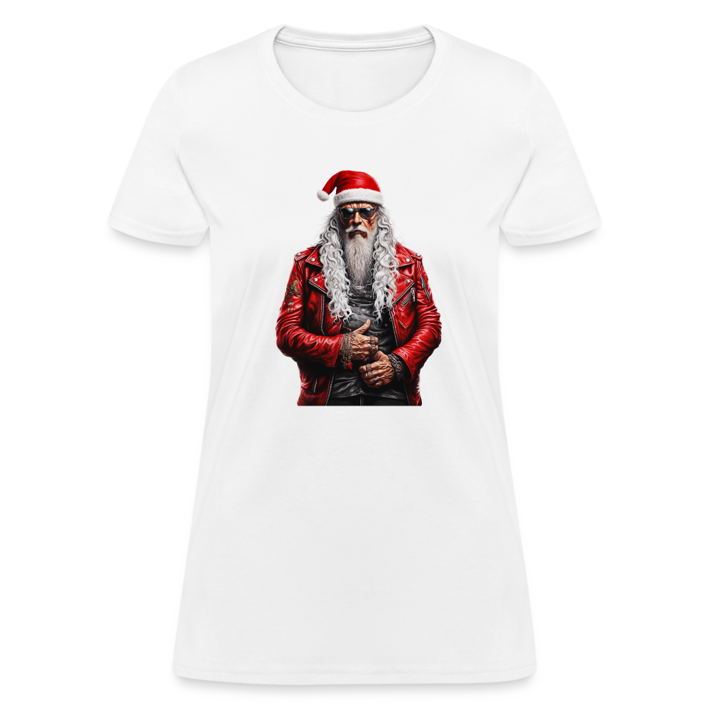 Santa Claus Rock Star in Sunglasses Women's T-Shirt - white