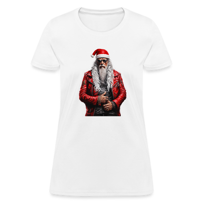 Santa Claus Rock Star in Sunglasses Women's T-Shirt - white