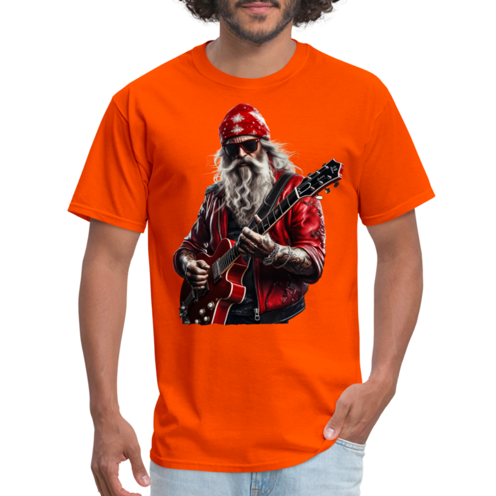 Santa in a Bandana Playing Guitar Unisex Classic T-Shirt - orange