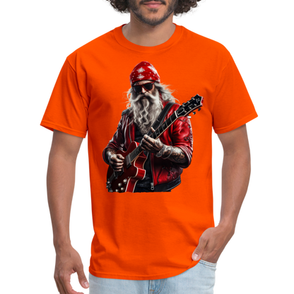 Santa in a Bandana Playing Guitar Unisex Classic T-Shirt - orange