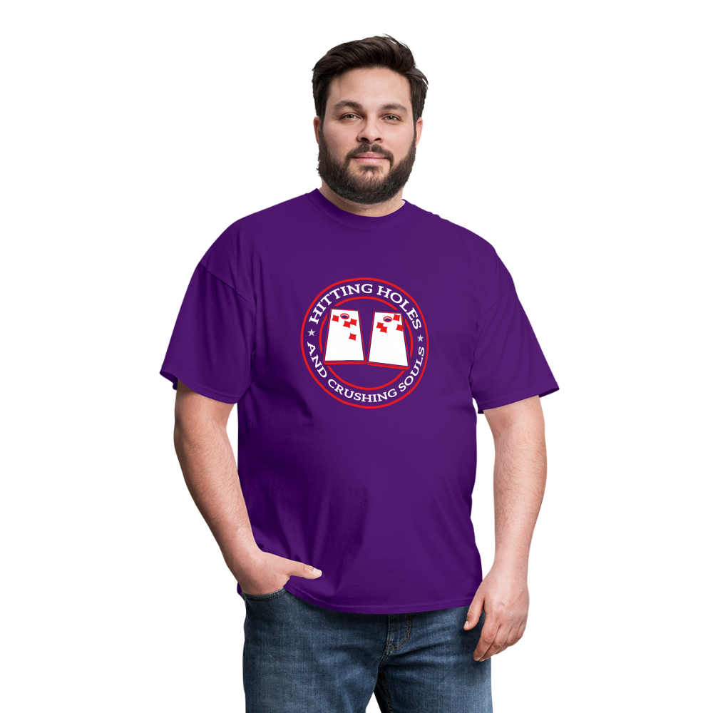 Hitting Holes and Crushing Souls Cornhole Unisex Classic T-Shirt - purple
