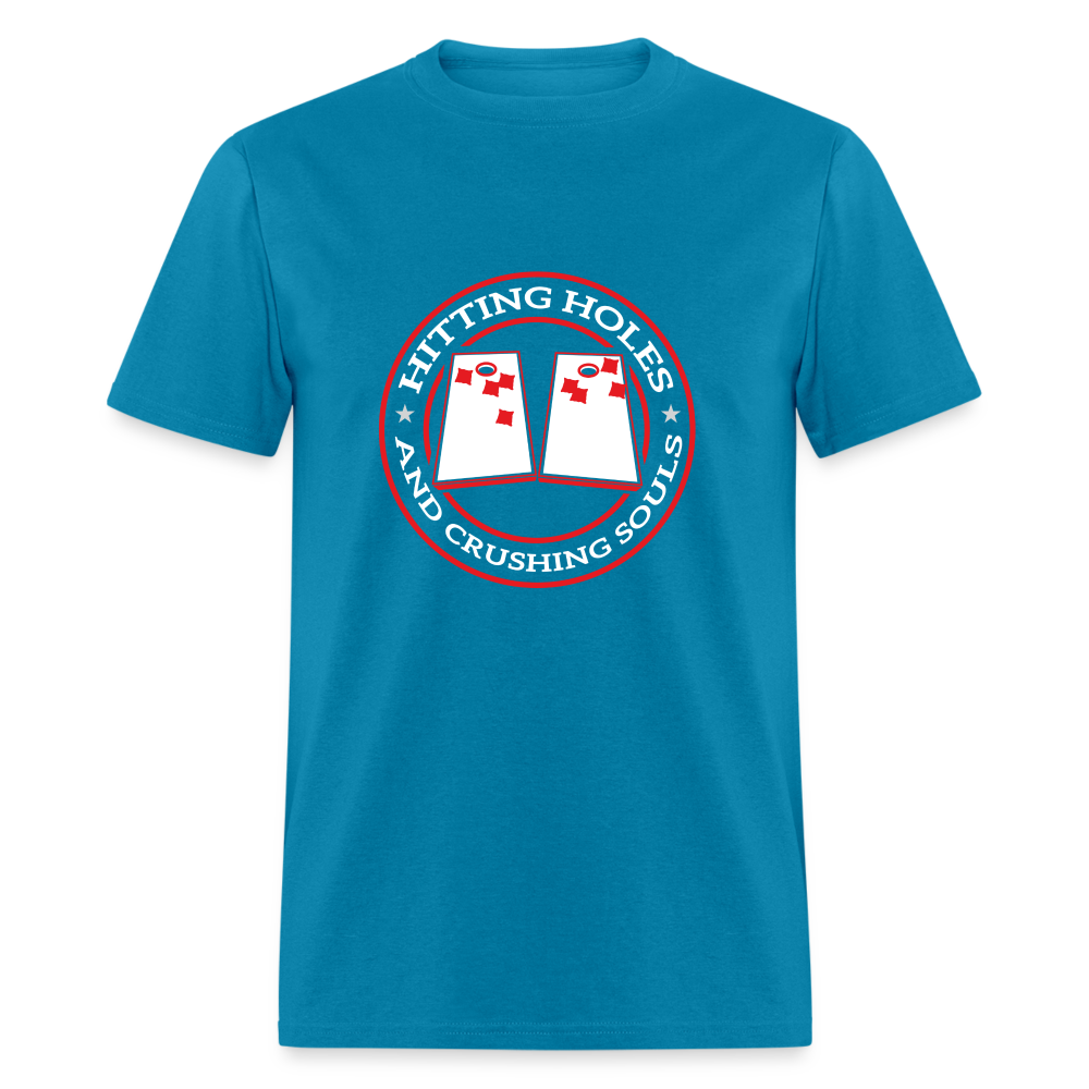 Hitting Holes and Crushing Souls Cornhole Unisex Classic T-Shirt - turquoise
