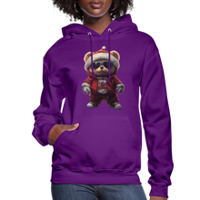 Hooded Gangster Christmas Teddy Bear (Design C) Women's Hoodie - purple