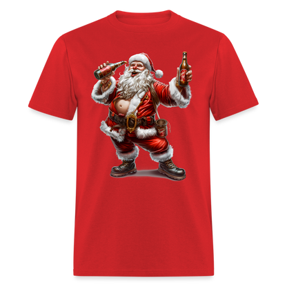 Bad Santa Drinking (Design A) Unisex Classic T-Shirt - red