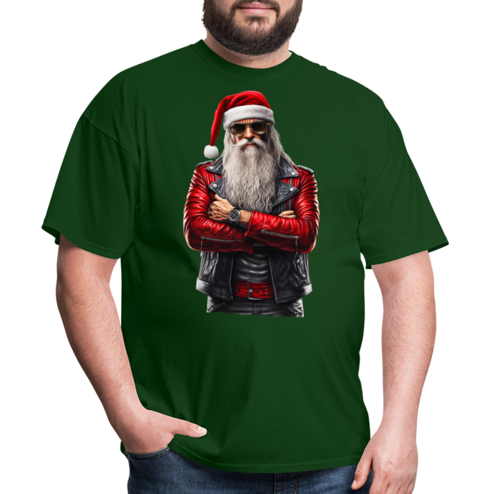 Bad Rock n Roll Santa Claus Unisex Classic T-Shirt - forest green