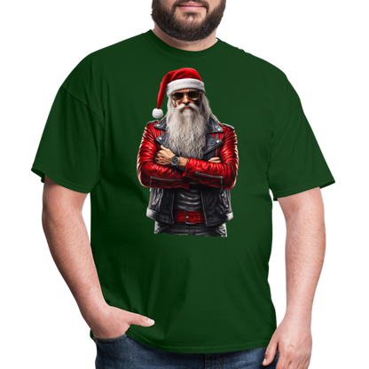 Bad Rock n Roll Santa Claus Unisex Classic T-Shirt - forest green