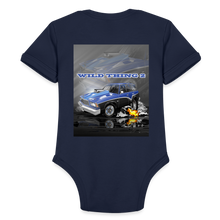 Organic Short Sleeve Baby Bodysuit 1978 Malibu Station Wagon - dark navy