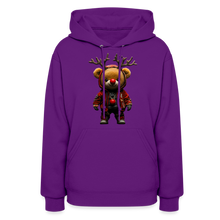 Gangster Christmas Red Nose Teddy Bear With Antlers (Design F) Women's Hoodie - purple