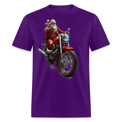 Bad Santa Motorcycle Unisex Classic T-Shirt - purple