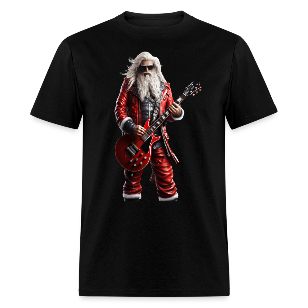 Santa Rock Star Playing Guitar Unisex Classic T-Shirt - black