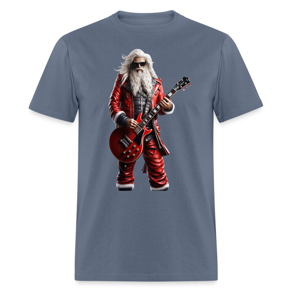 Santa Rock Star Playing Guitar Unisex Classic T-Shirt - denim