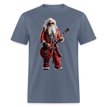 Santa Rock Star Playing Guitar Unisex Classic T-Shirt - denim