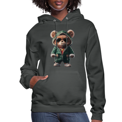 Hooded Gangster Christmas Teddy Bear (Design D) Women's Hoodie - asphalt