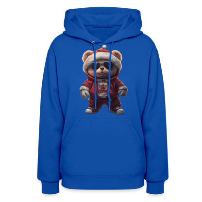 Hooded Gangster Christmas Teddy Bear (Design C) Women's Hoodie - royal blue
