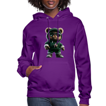 Hooded Gangster Christmas Teddy Bear (Design B) Women's Hoodie - purple